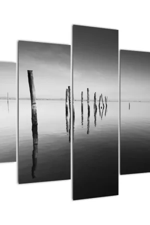 Schilderij - Zwart-witte waterspiegel Popularny