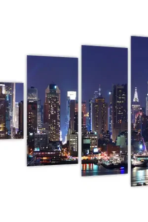 Schilderij - Verlichte wolkenkrabbers van New York Ekspresowa dostawa