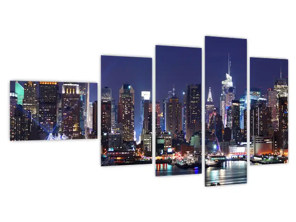 Schilderij - Verlichte wolkenkrabbers van New York Ekspresowa dostawa