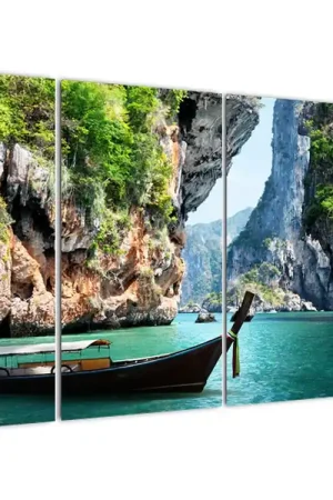 Schilderij - Lange boot op het strand Szybka dostawa