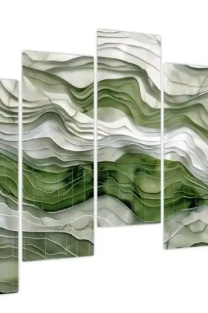 Szybka dostawa Schilderij - Groene en witte rimpelingen