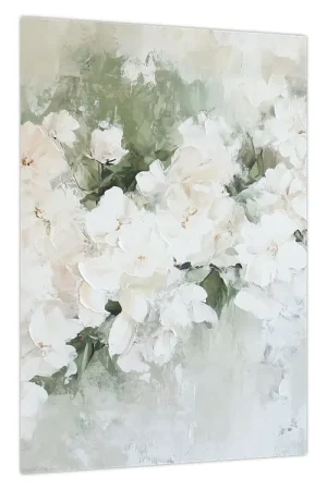 Schilderij - Abstractie van witte bloemen Wysoka jakość
