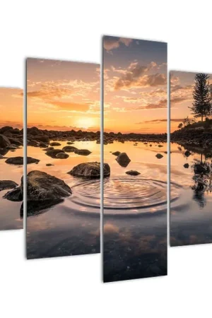 Schilderij - Waterspiegel bij zonsondergang Nowość