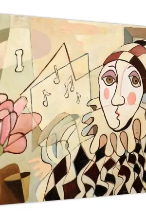 Wysoka jakość Schilderij - Kubisme - Harlequin en roos