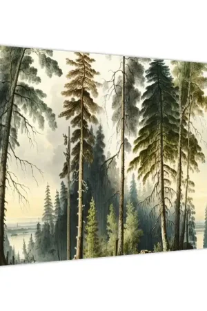 Tani Schilderij - Vintage landschap van bossen