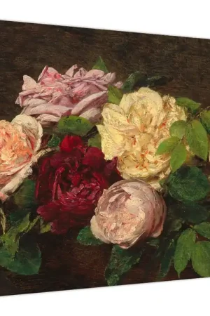 Szybka dostawa Schilderij - Henri Fantin-Latour, Roses de Nice on a Table, reproducties