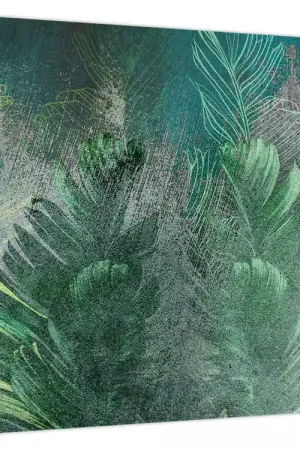 Autentyczny Schilderij - Betonstructuur met bladeren