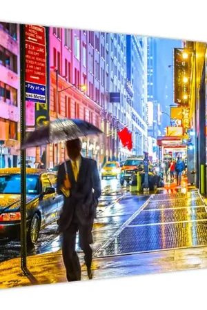 Schilderij - Stad in neonlicht Promocja