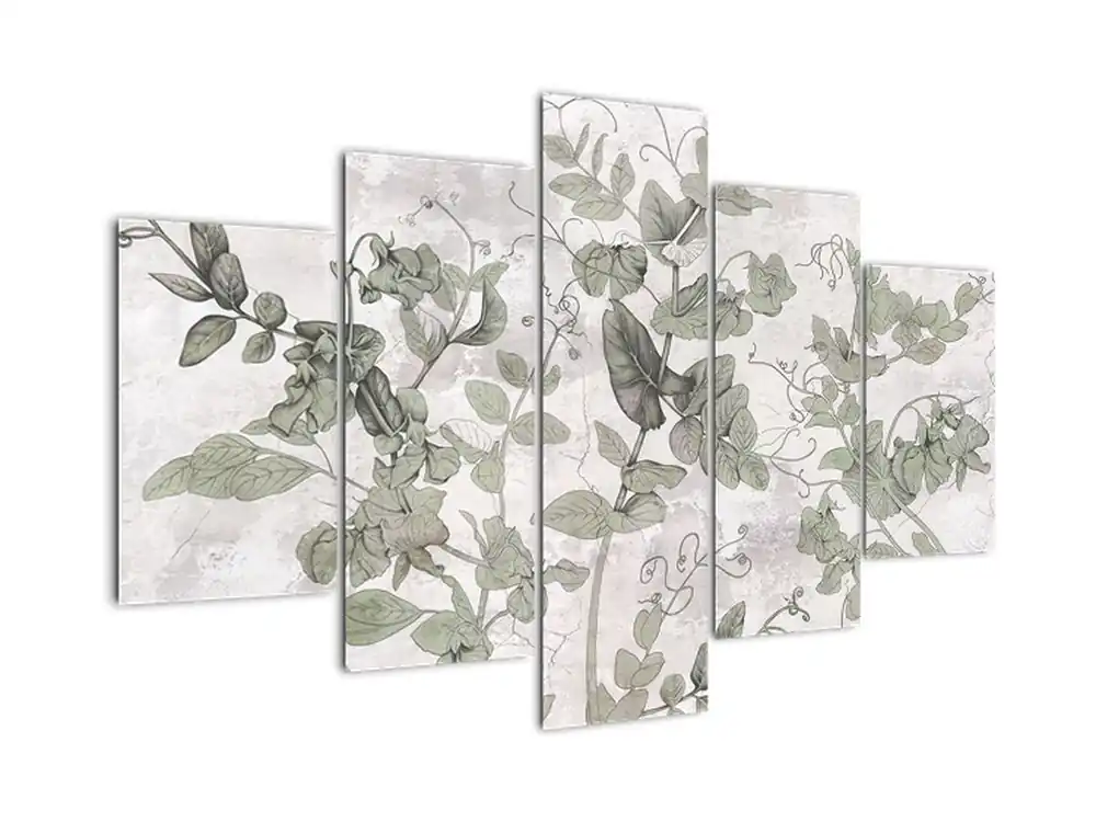 Niska cena Schilderij - Pleisterwerk met plantenmotief