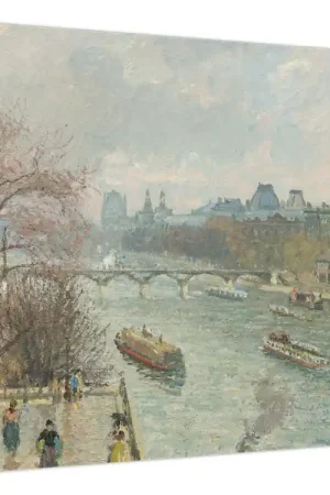 Schilderij - Camille Pissarro, The Louvre, Afternoon, Rainy Weather, reproducties Popularny