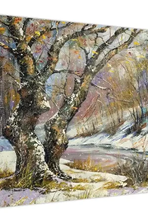 Schilderij - Geschilderd winterlandschap Najlepsza cena