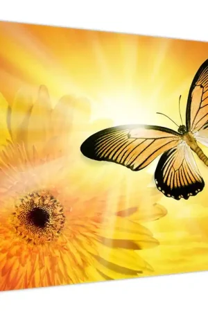 Schilderij - Gele vlinder met bloem Oferta limitowana