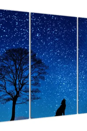 Schilderij - Wolf huilt naar de maan Tani