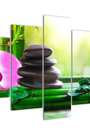 Schilderij - Massagestenen met orchidee Zwrot pieniędzy