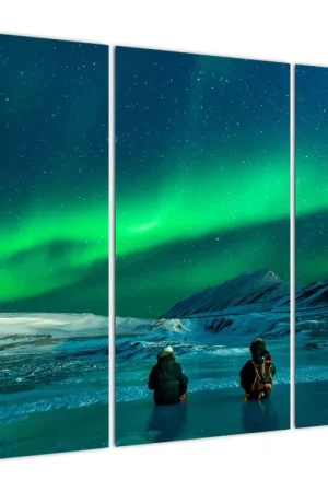 Schilderij - Mensen onder het noorderlicht Bezpieczna płatność