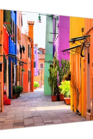 Rabat Schilderij - Kleurrijk Italiaans steegje