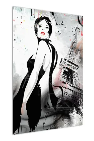 Schilderij - Lady en Eiffeltoren Ekspresowa dostawa