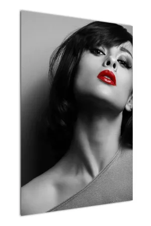 Schilderij - Portret van een vrouw met rode lippenstift Oferta