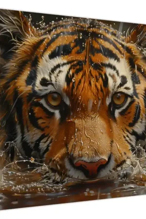 Zamów teraz Schilderij - Portret van een tijger in water
