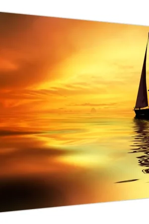 Darmowa dostawa Schilderij - Zeilboot bij zonsondergang