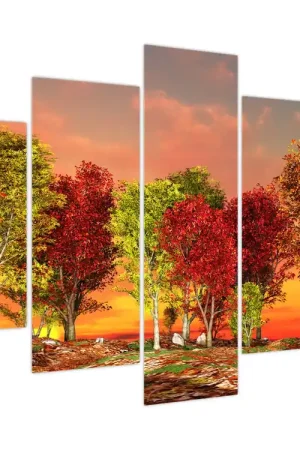 Schilderij - Gekleurde bomen Popularny