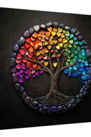 Schilderij – Boom vol kleurrijke harten Zamów teraz