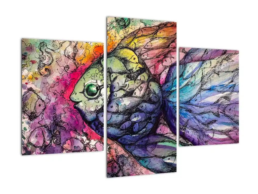 Schilderij - Kleurrijk visje Szybka dostawa