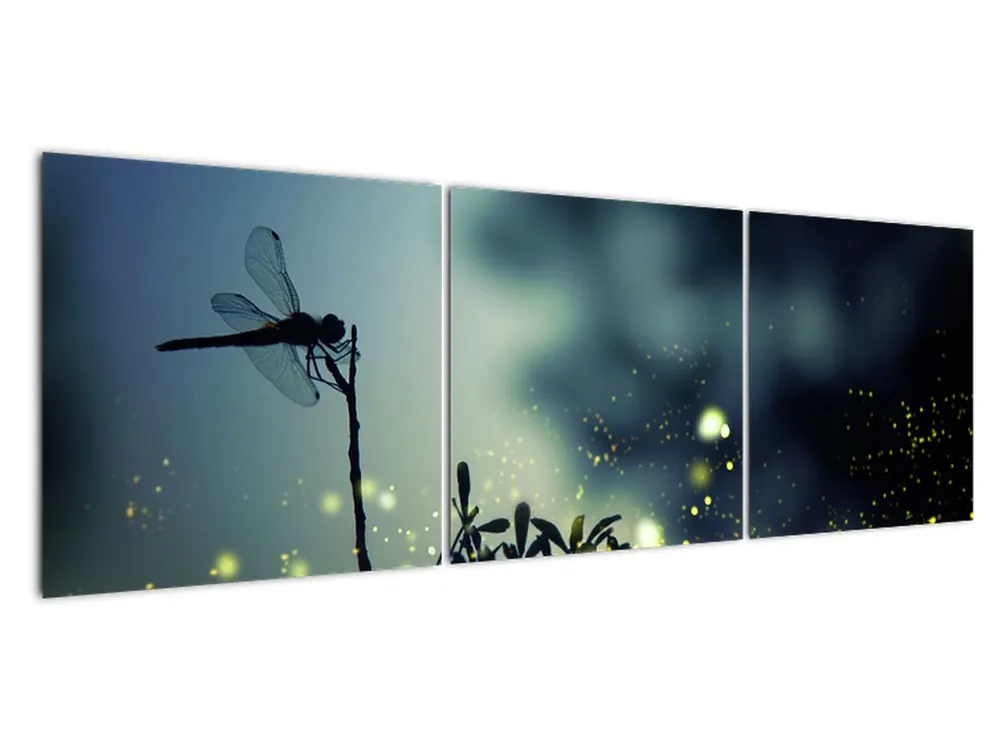 Schilderij - Libel in glinsterende nacht Autentyczny