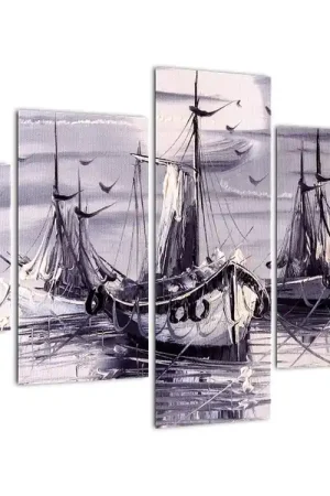 Schilderij - Haven, olieverfschilderij Kup teraz