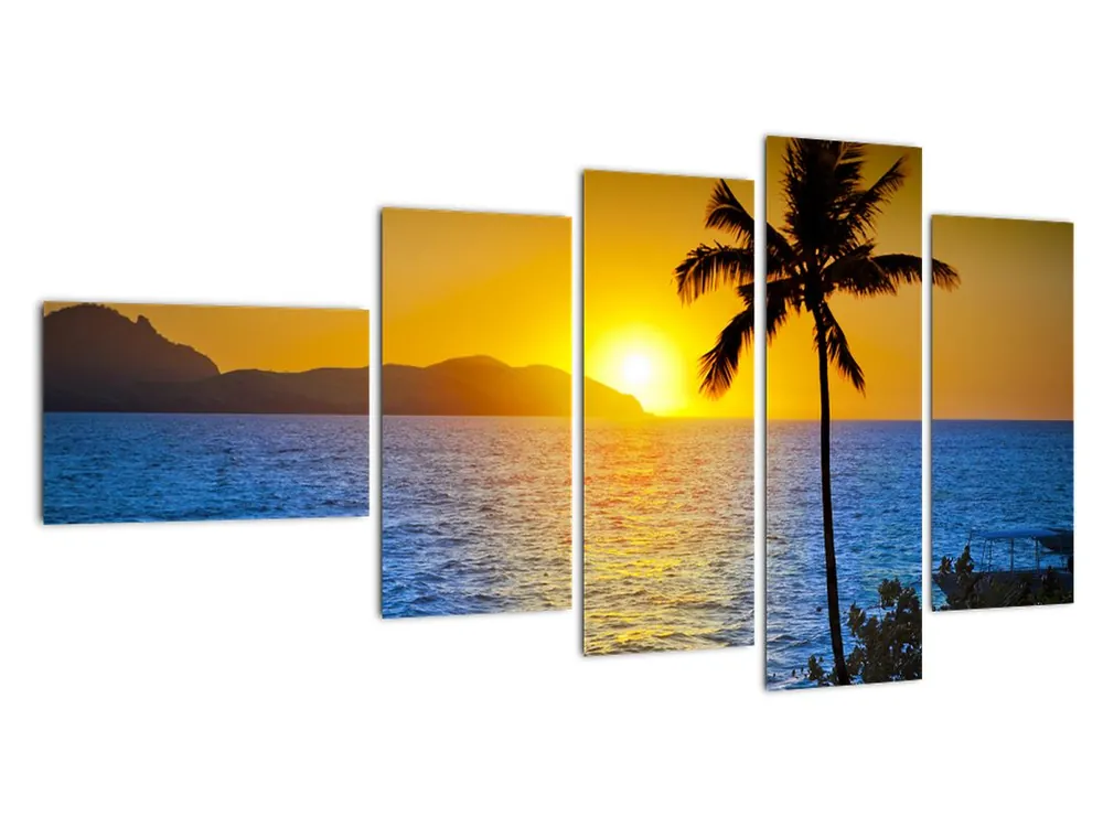 Schilderij - Zonsondergang boven de zee Tylko dziś