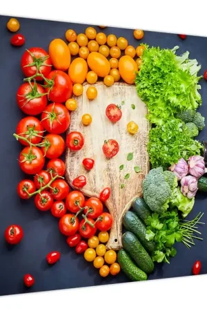 Schilderij - Tafel vol met groenten Ekspresowa dostawa