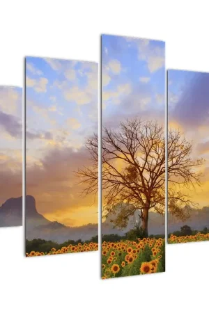 Niska cena Schilderij - Landschap met zonnebloemen