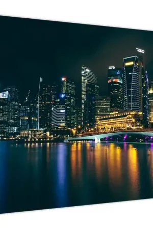 Schilderij - Singapore bij nacht Niska cena