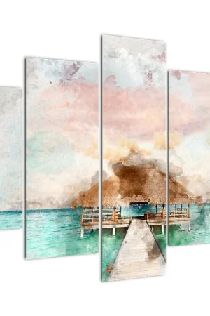 Zamów teraz Schilderij - Malediven, houten pier