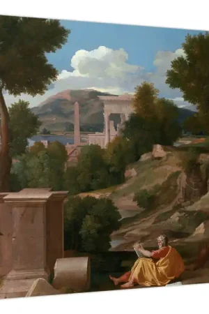 Schilderij - Nicolas Poussin, Landscape with Saint John on Patmos, reproducties Tani