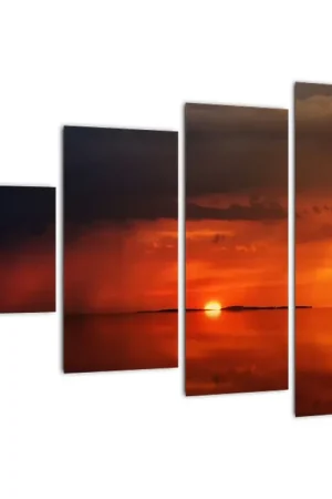 Nowość Schilderij - Zeilboot bij zonsondergang