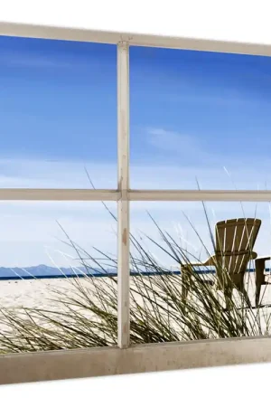 Schilderij - Raam met uitzicht op het strand Kup teraz