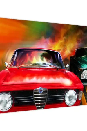 Schilderij - Retro racewagens Darmowa dostawa