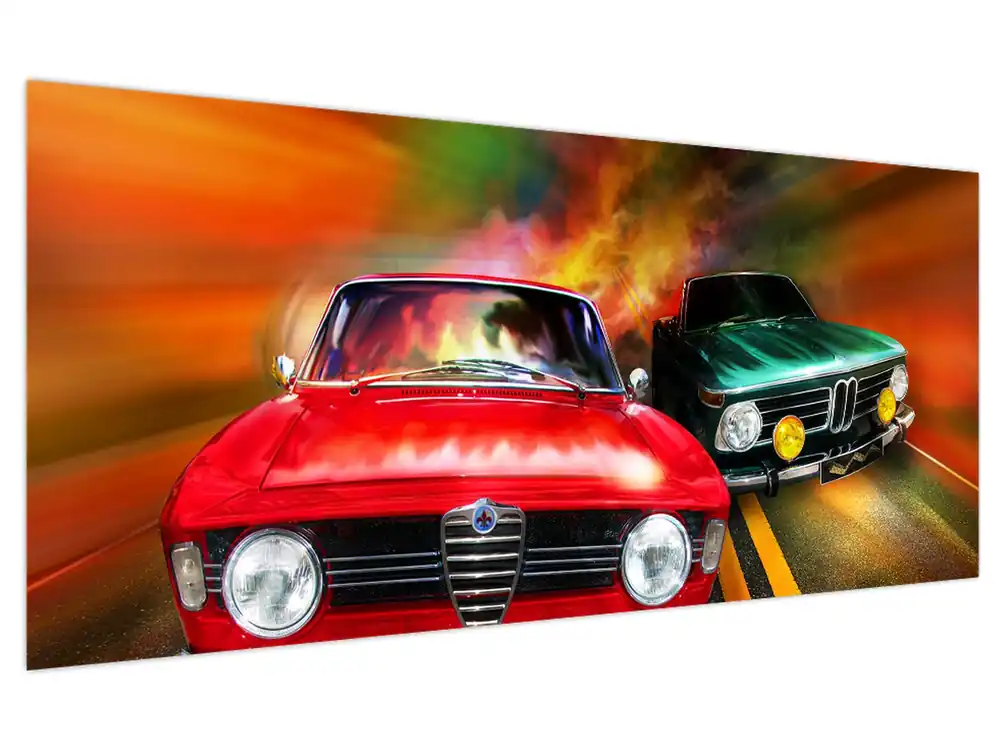 Schilderij - Retro racewagens Darmowa dostawa