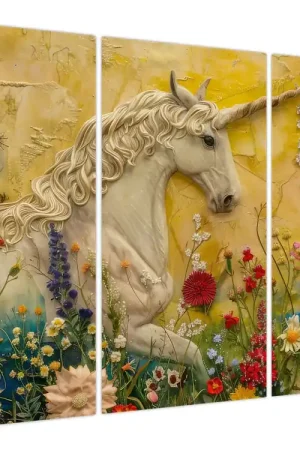 Popularny Schilderij - Eenhoorn met bloemen