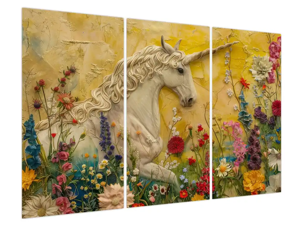 Popularny Schilderij - Eenhoorn met bloemen