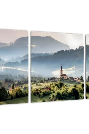 Schilderij - Dorpje in de nevel Popularny