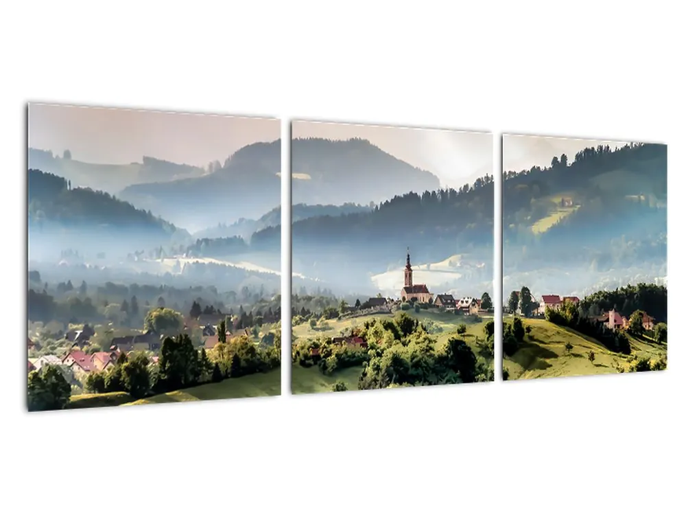 Schilderij - Dorpje in de nevel Popularny