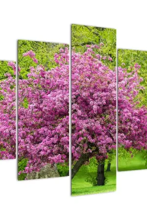 Schilderij - Boom in bloei in het weiland Bezpieczna płatność