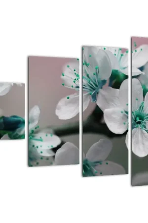 Schilderij - Bloesems, turquoise Tylko dziś