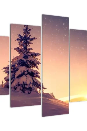 Schilderij - Besneeuwde boom in het weiland Zwrot pieniędzy