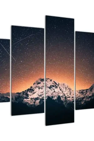 Schilderij - Nachthemel en bergtop Wyprzedaż