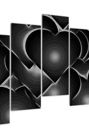Schilderij - Zwart-witte harten Ekspresowa dostawa