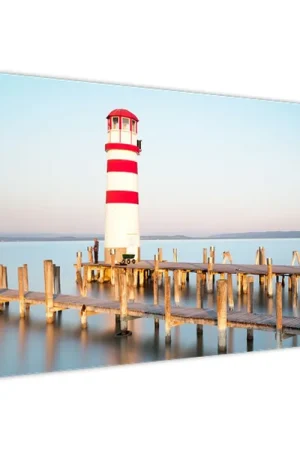 Nowość Schilderij - Vuurtoren bij zonsopgang