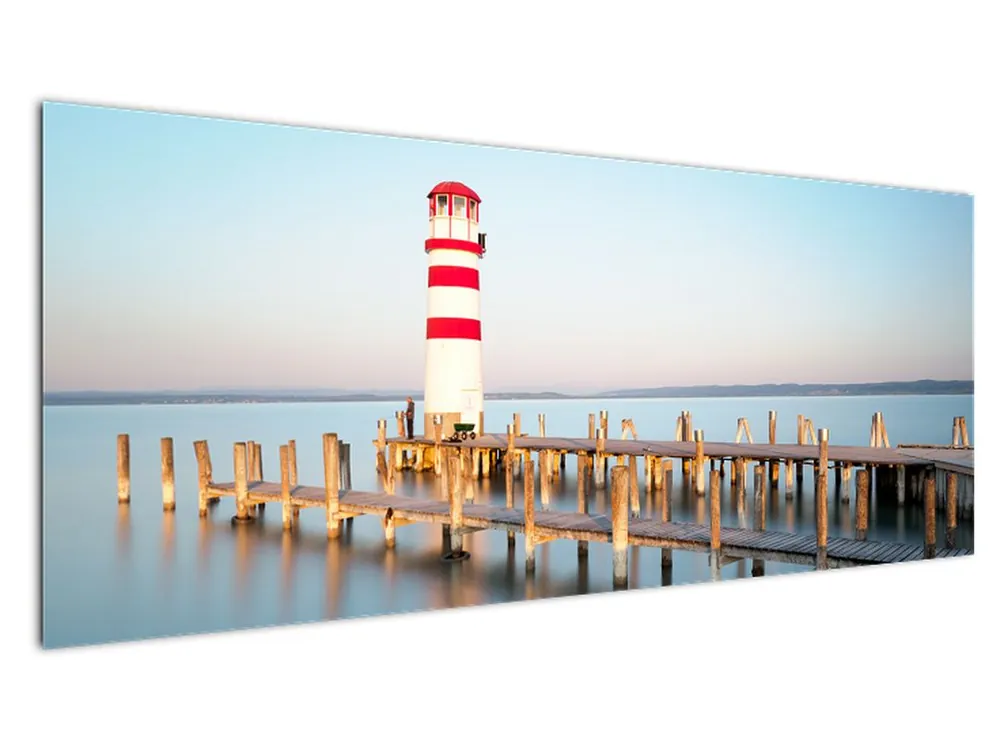 Nowość Schilderij - Vuurtoren bij zonsopgang